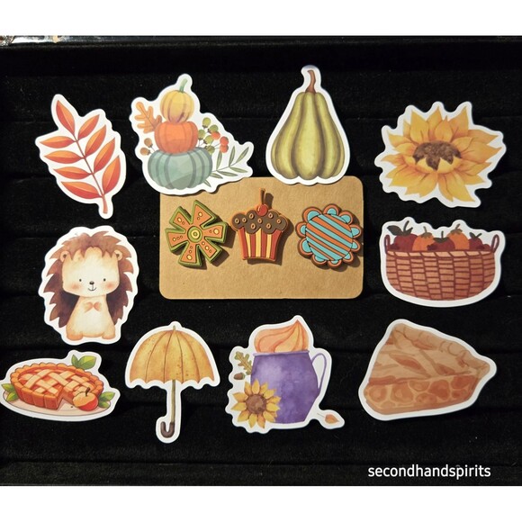 Fall Thanksgiving Tic Pins Seasonal Stickers - Picture 1 of 3